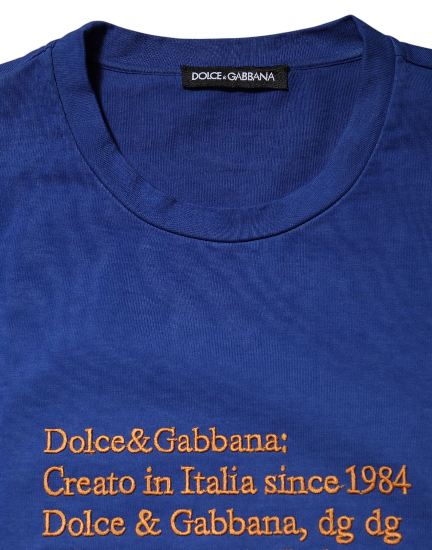 Dolce &amp; Gabbana – Blaues Baumwoll-T-Shirt mit Rundhalsausschnitt und Logografik