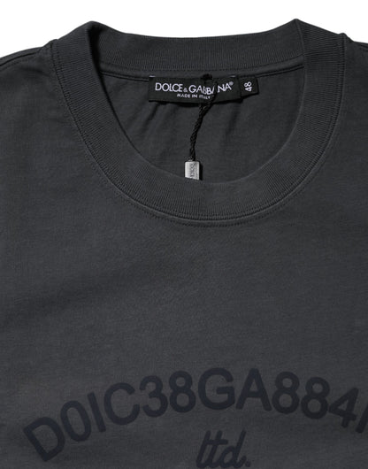 Dolce &amp; Gabbana – Graues T-Shirt aus Baumwolle mit Rundhalsausschnitt und Logografik