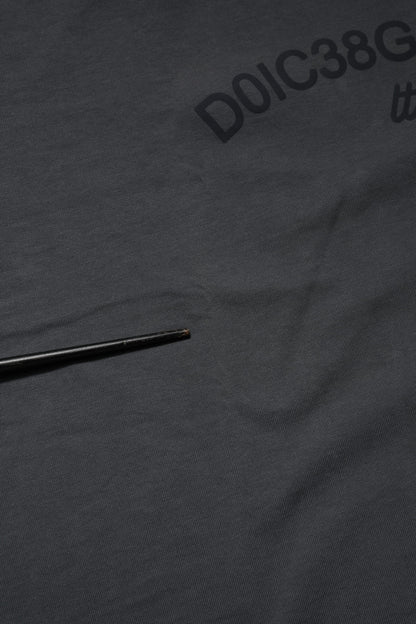 Dolce &amp; Gabbana – Graues T-Shirt aus Baumwolle mit Rundhalsausschnitt und Logografik