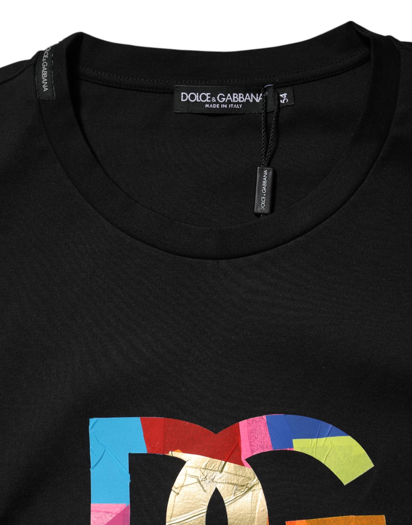 Dolce &amp; Gabbana – Schwarzes Baumwoll-T-Shirt mit Rundhalsausschnitt und DG-Logodruck