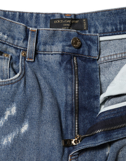 Dolce &amp; Gabbana – Blaue, zerfetzte Jeans mit hoher Taille „AMBER“ 