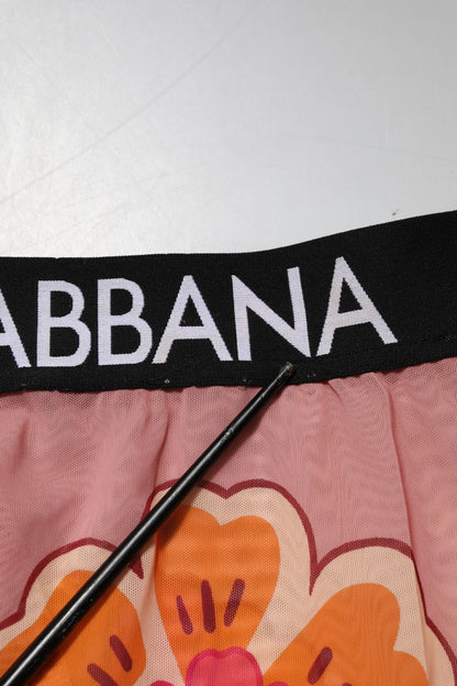 Dolce &amp; Gabbana, Rosa Leggings mit Blumenmuster und Stretchbund