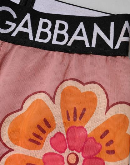 Dolce &amp; Gabbana, Rosa Leggings mit Blumenmuster und Stretchbund
