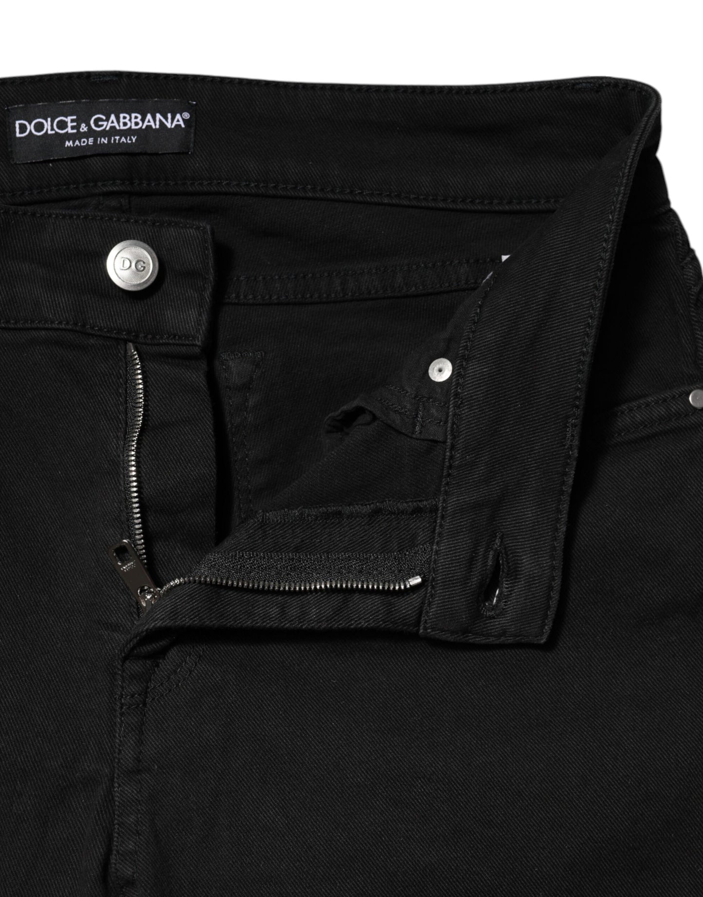 Dolce &amp; Gabbana – Schwarze Skinny-Jeans aus Baumwolle mit mittlerer Taille 