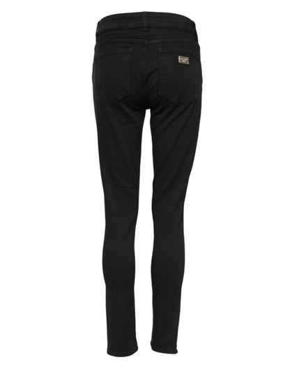 Dolce &amp; Gabbana – Schwarze Skinny-Jeans aus Baumwolle mit mittlerer Taille 