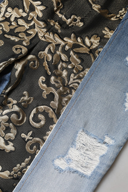 Dolce &amp; Gabbana – Mehrfarbige Patchwork-Jeans aus konischem Denim 