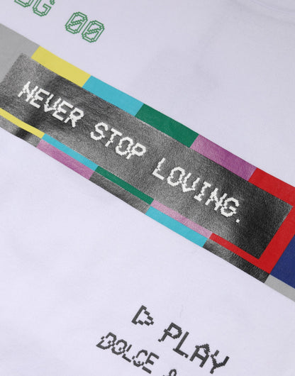 Dolce &amp; Gabbana – Weißes, bedrucktes T-Shirt aus Baumwolle mit kurzen Ärmeln 