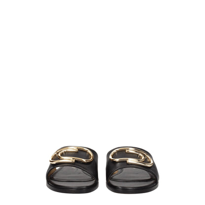 Off-White Leder-Slipper in Schwarz
