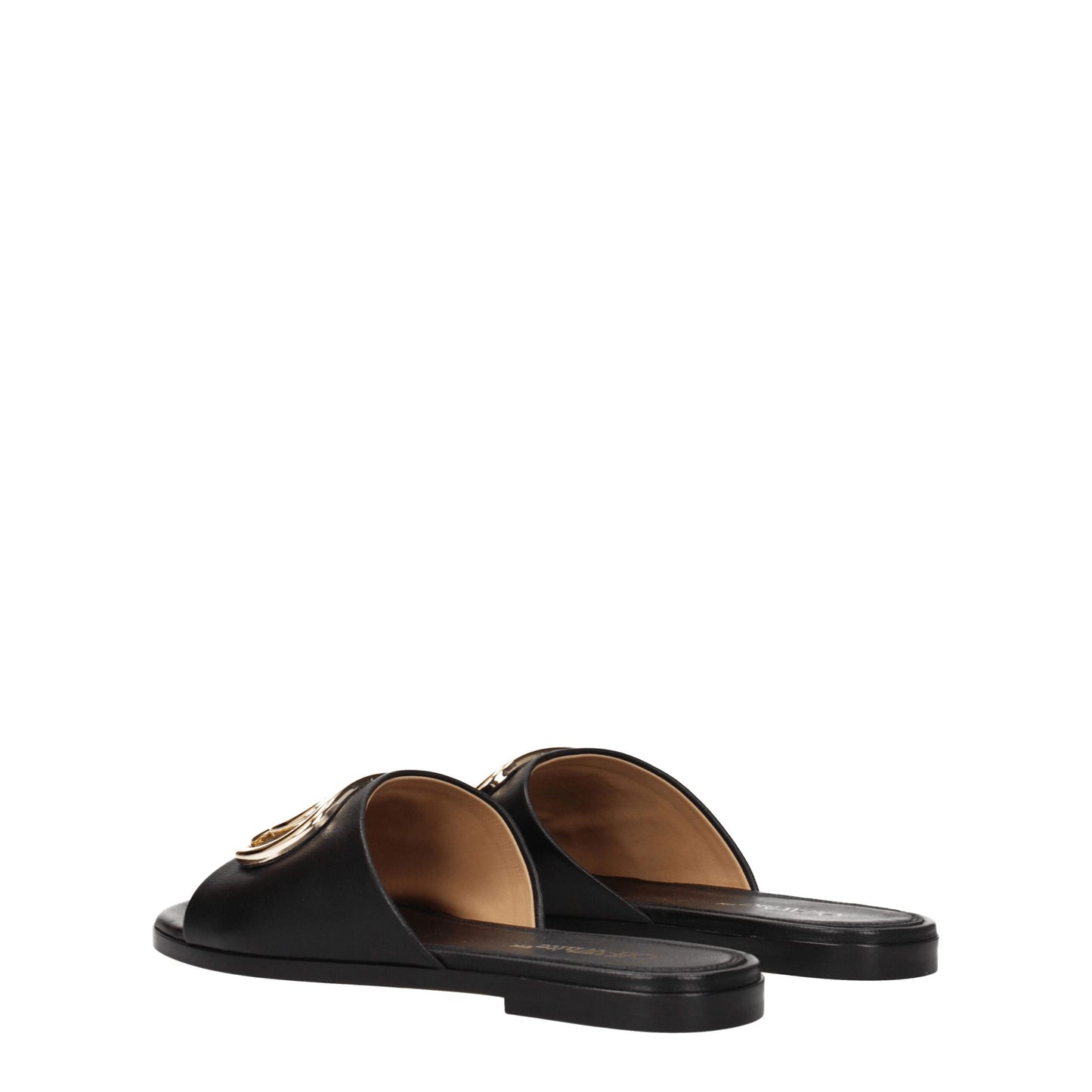 Off-White Leder-Slipper in Schwarz