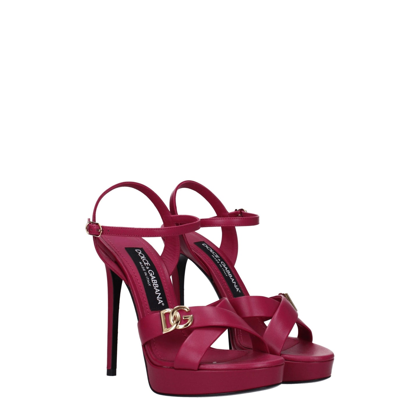 Dolce &amp; Gabbana Plateau-Sandalen aus rosafarbenem Leder