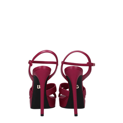 Dolce &amp; Gabbana Plateau-Sandalen aus rosafarbenem Leder