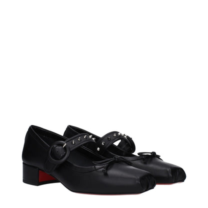 Christian Louboutin Black Leather Ballet Flats