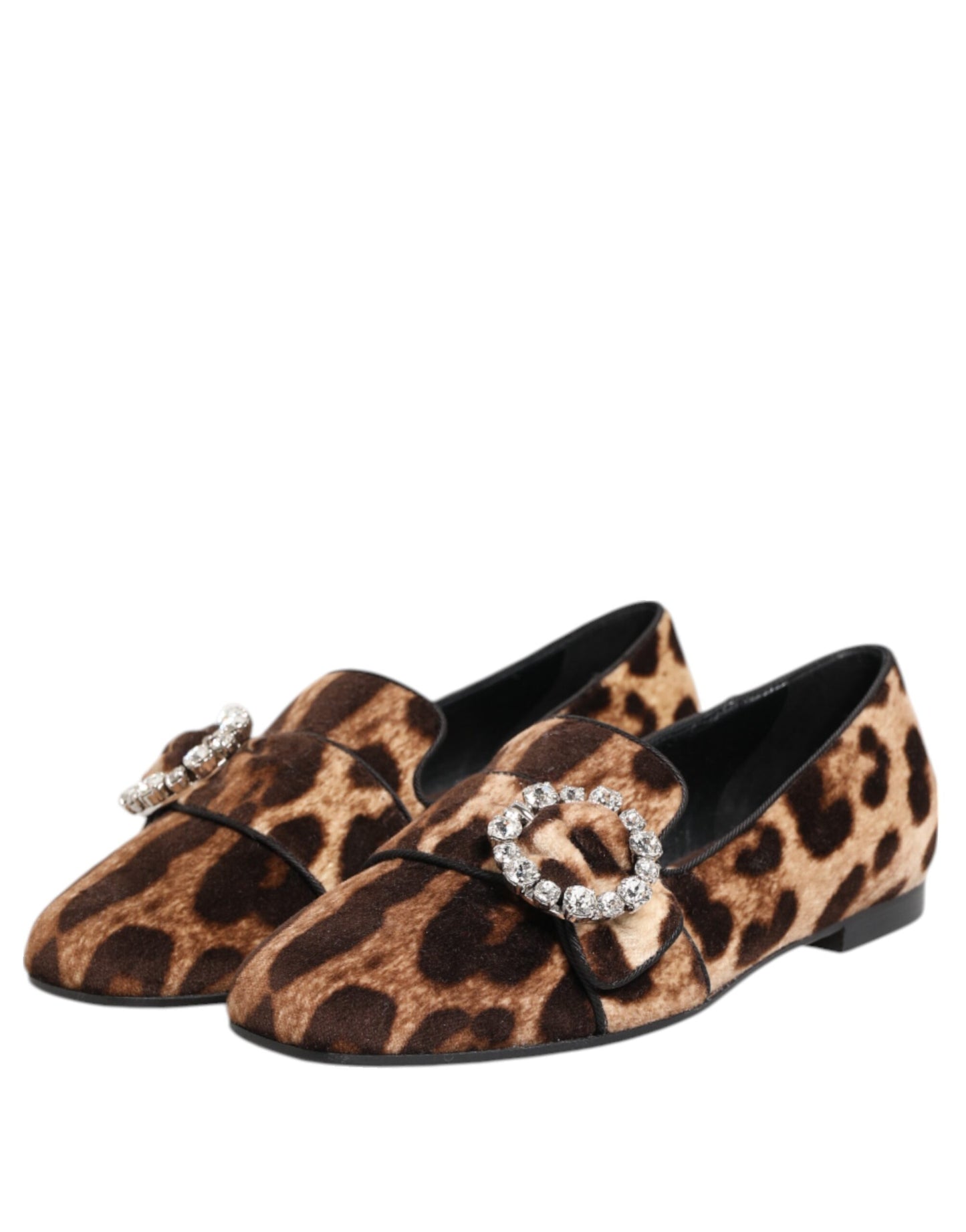 Dolce &amp; Gabbana – Loafer mit Kristallen in Braun mit Leopardenmuster