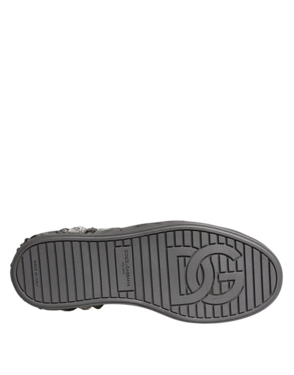 Dolce &amp; Gabbana – Portofino – Weiße Sneakers mit Kristalllogo