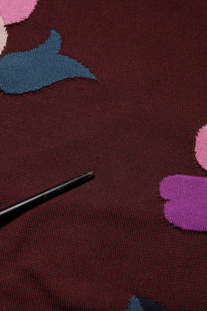 Dolce &amp; Gabbana – Kastanienbraunes Blusenoberteil aus Seide mit Blumenmuster und Rundhalsausschnitt