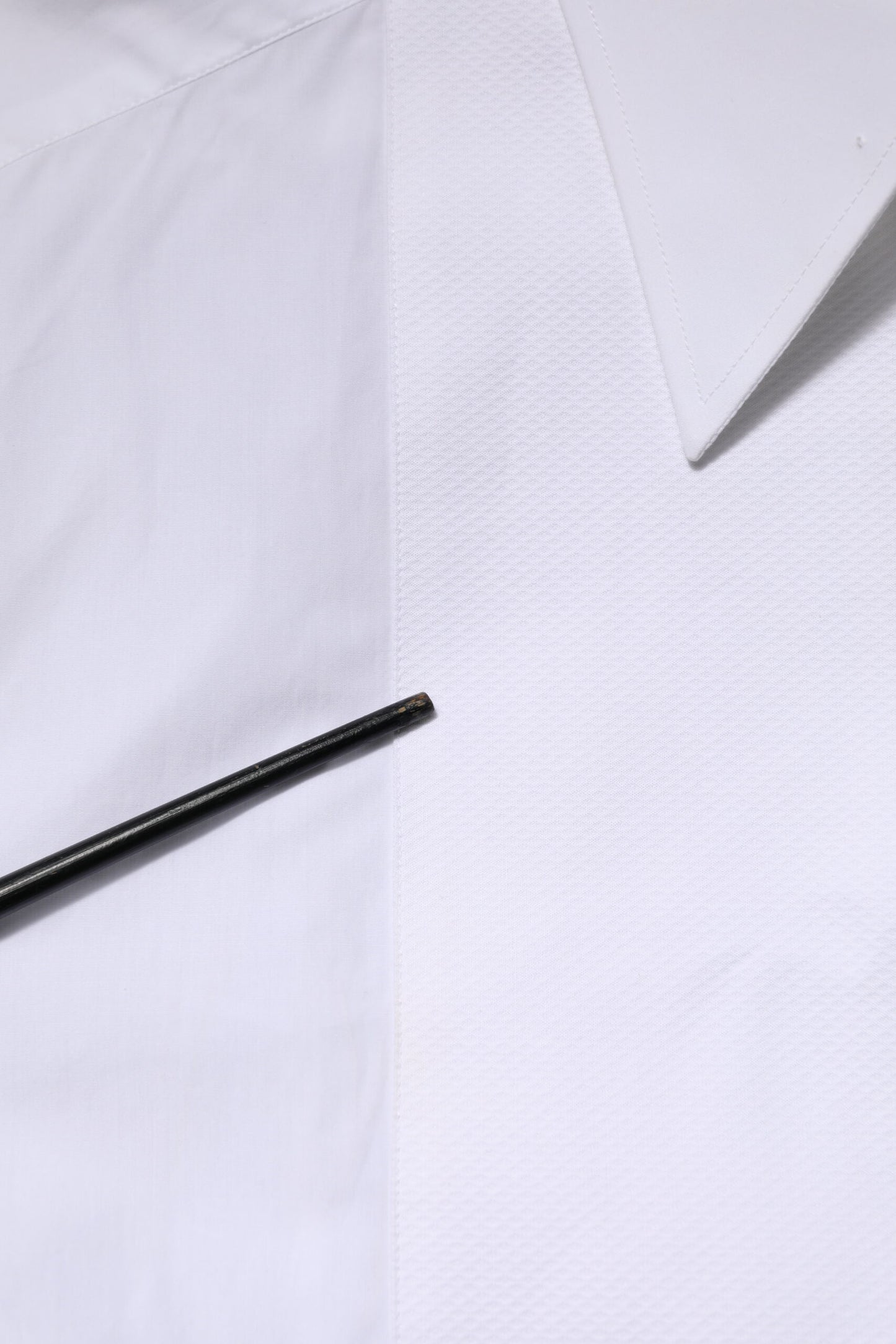 Dolce &amp; Gabbana – Weißes, langärmliges Hemdoberteil aus Baumwolle mit Kragen