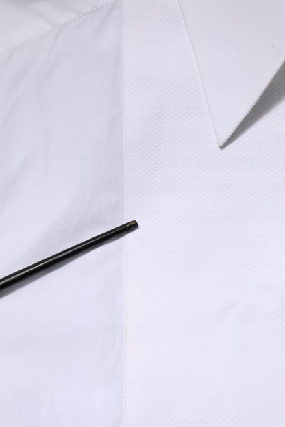 Dolce &amp; Gabbana – Weißes, langärmliges Hemdoberteil aus Baumwolle mit Kragen