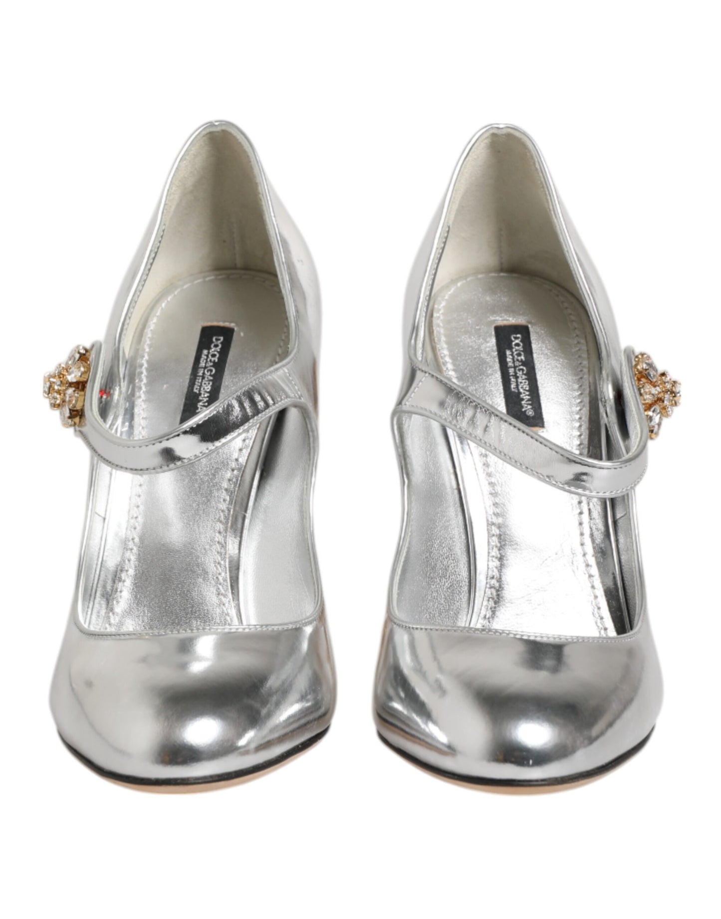 Dolce & Gabbana Silver Chandelier Sculpted Heel Mary Jane Pump Shoes