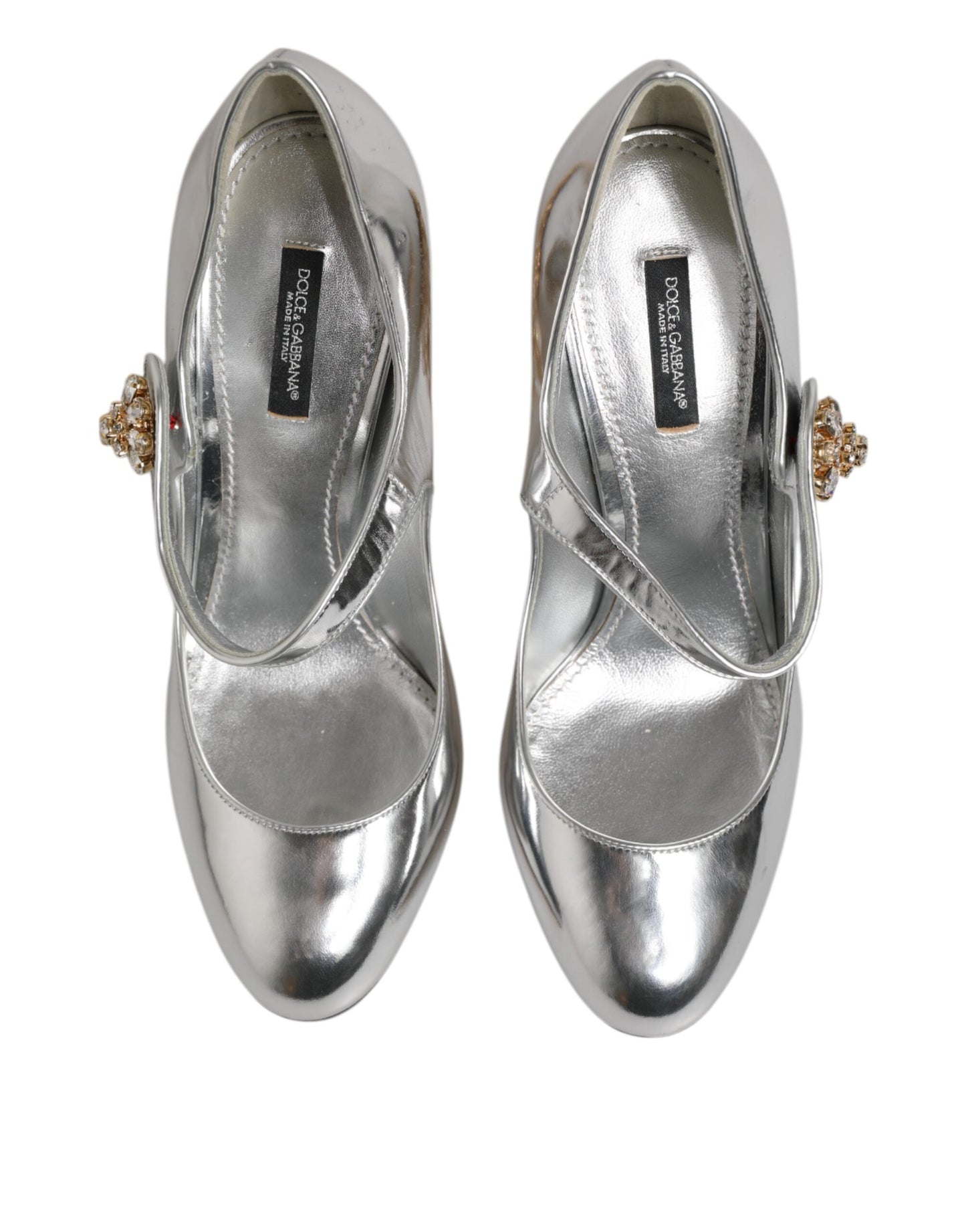 Dolce & Gabbana Silver Chandelier Sculpted Heel Mary Jane Pump Shoes