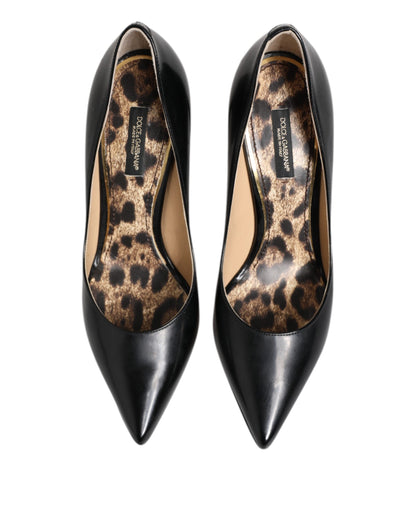 Dolce &amp; Gabbana Pumps aus schwarzem Kalbsleder mit Stilettoabsatz