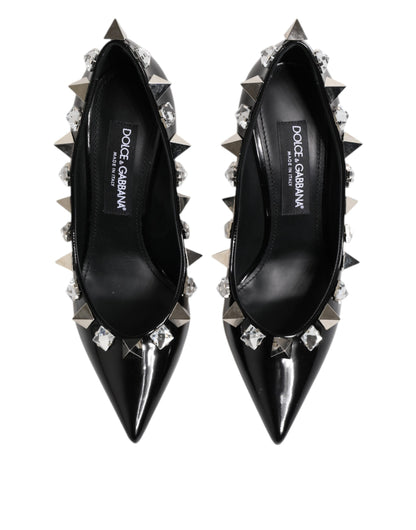 Dolce &amp; Gabbana – Schwarze Pumps mit Kristallnieten und Stilettoabsatz