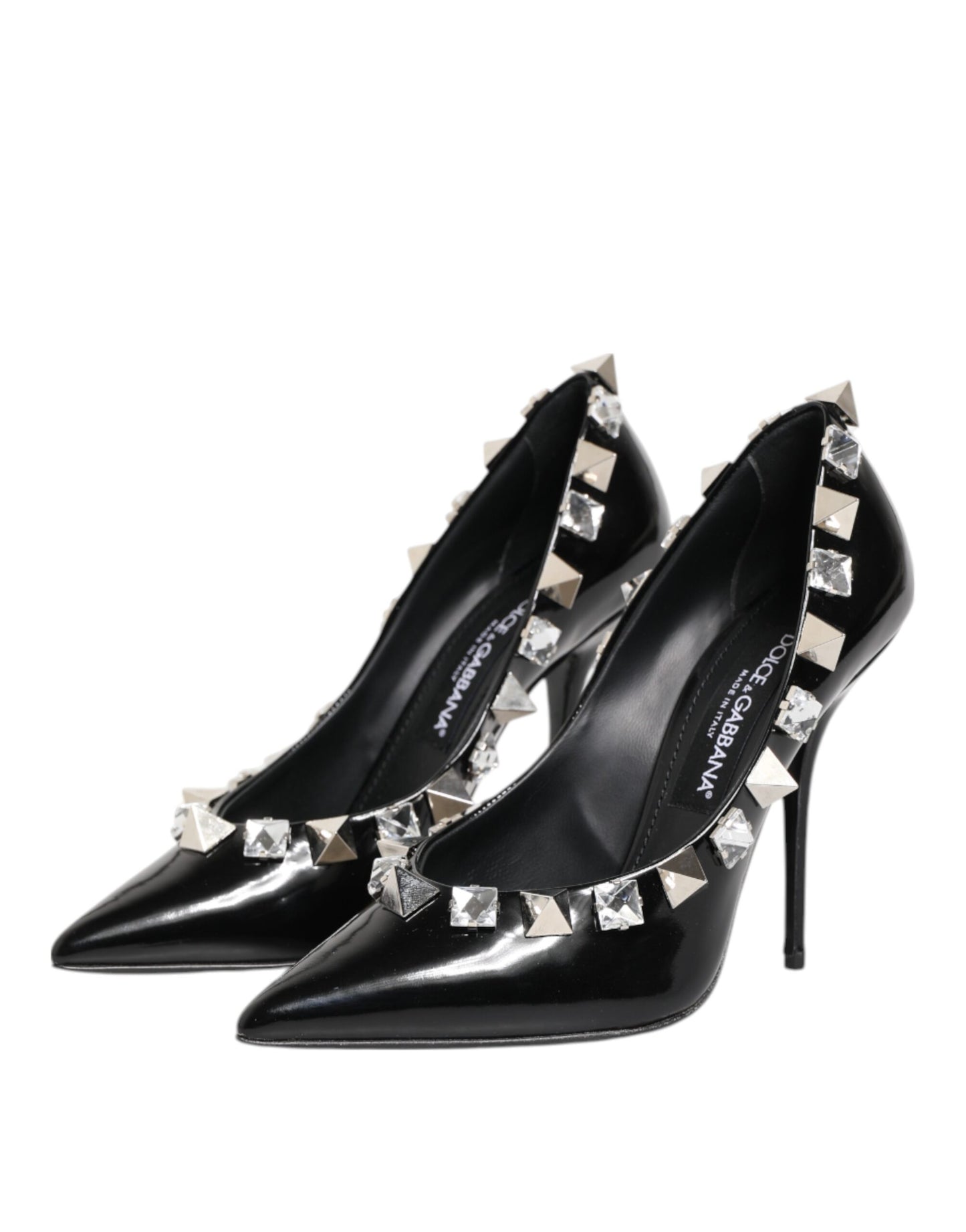 Dolce &amp; Gabbana – Schwarze Pumps mit Kristallnieten und Stilettoabsatz