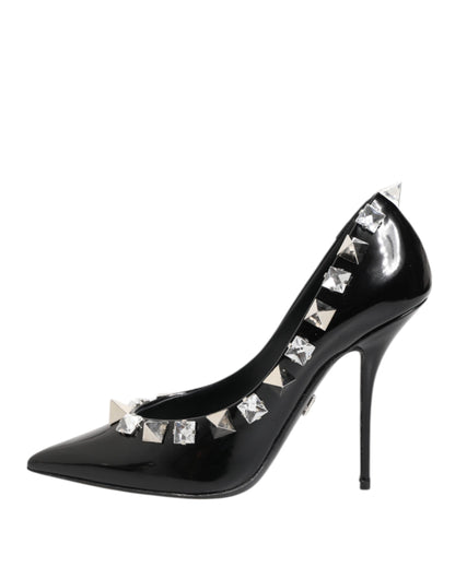 Dolce &amp; Gabbana – Schwarze Pumps mit Kristallnieten und Stilettoabsatz