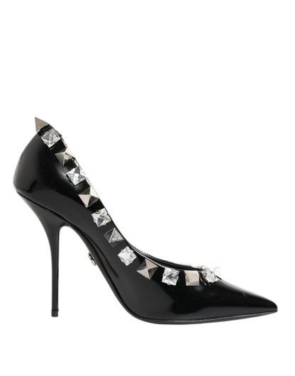 Dolce &amp; Gabbana – Schwarze Pumps mit Kristallnieten und Stilettoabsatz