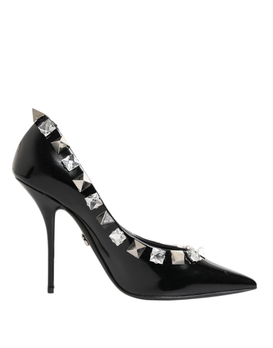 Dolce &amp; Gabbana – Schwarze Pumps mit Kristallnieten und Stilettoabsatz