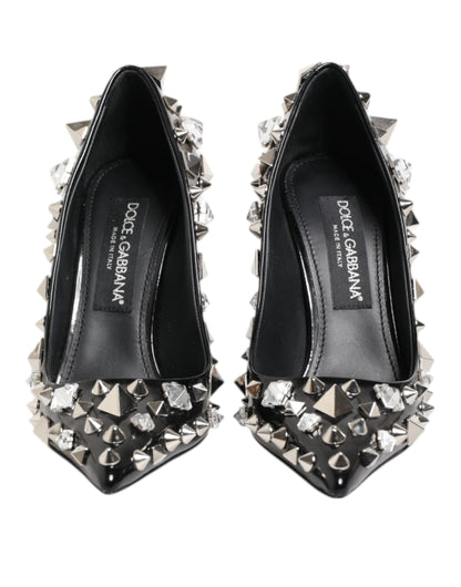 Dolce &amp; Gabbana – Schwarze Pumps mit Kristallnieten und Stilettoabsatz