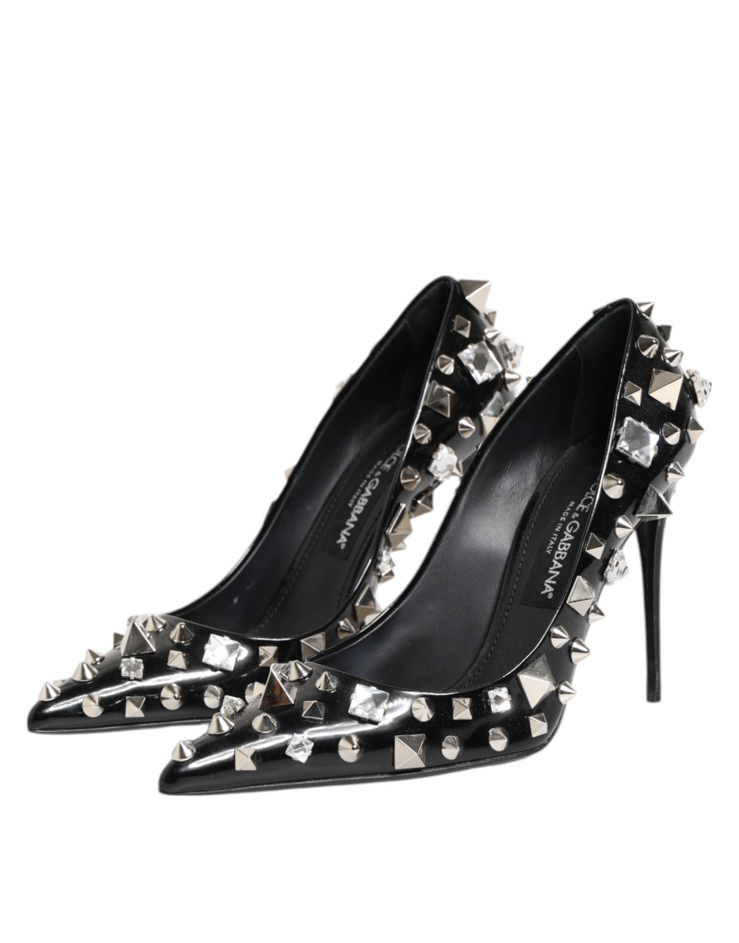 Dolce &amp; Gabbana – Schwarze Pumps mit Kristallnieten und Stilettoabsatz