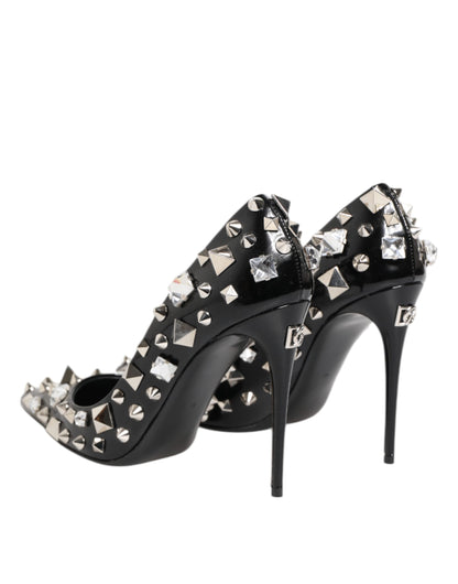 Dolce &amp; Gabbana – Schwarze Pumps mit Kristallnieten und Stilettoabsatz