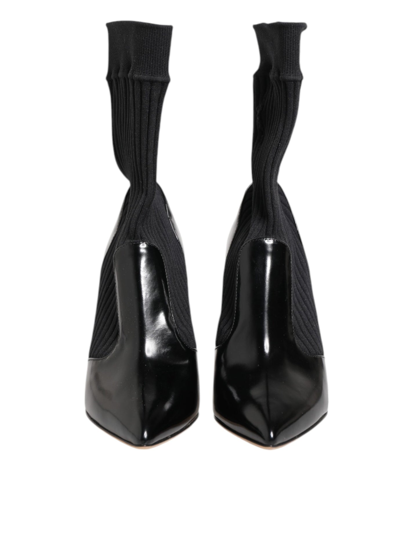 Dolce &amp; Gabbana Schwarze Stretch-Stilettos-Booties-Sockenschuhe