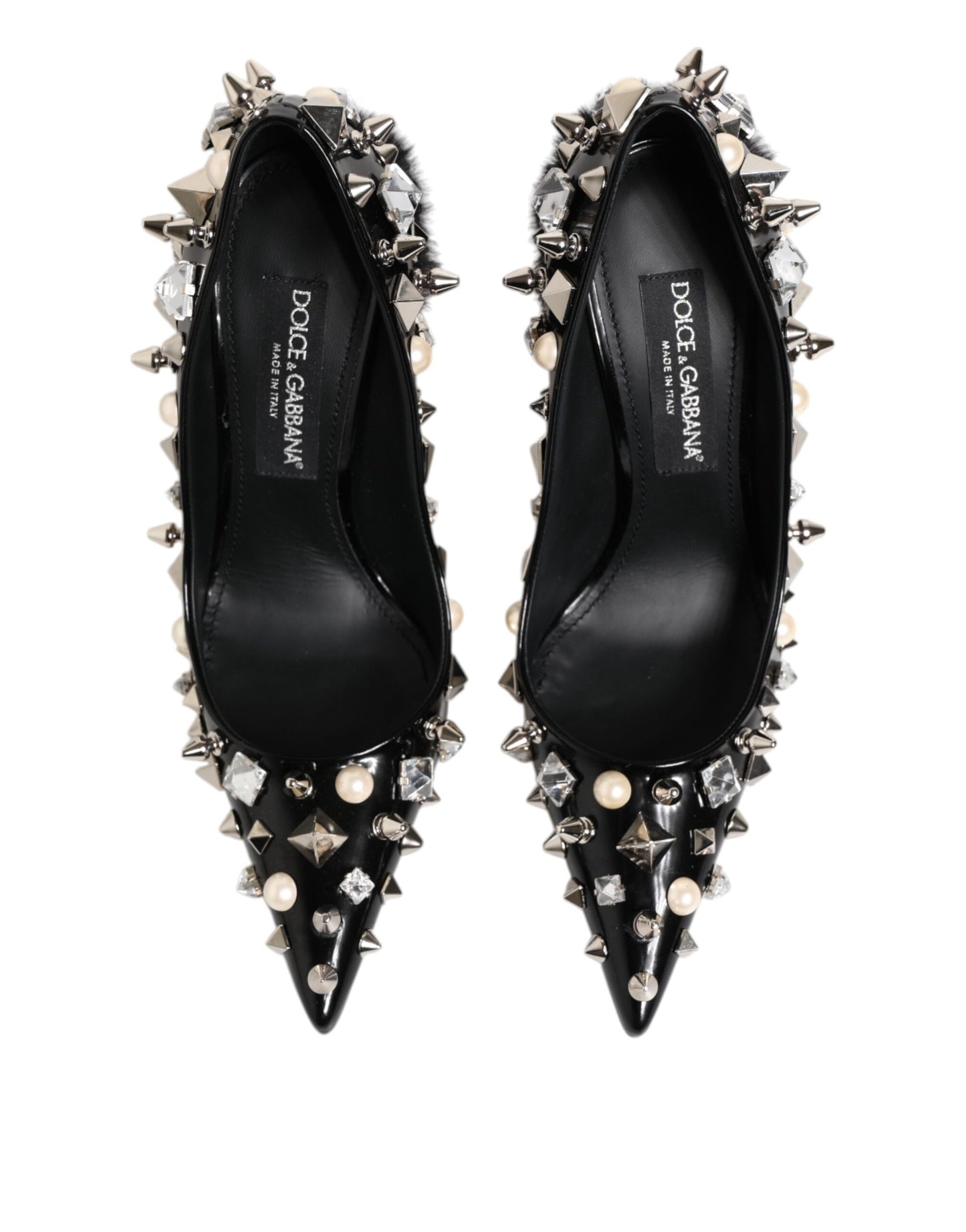 Dolce &amp; Gabbana – Schwarze Pumps mit Kristallnieten und Stilettoabsatz