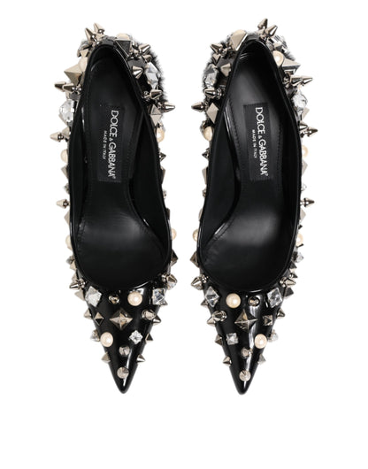 Dolce &amp; Gabbana – Schwarze Pumps mit Kristallnieten und Stilettoabsatz