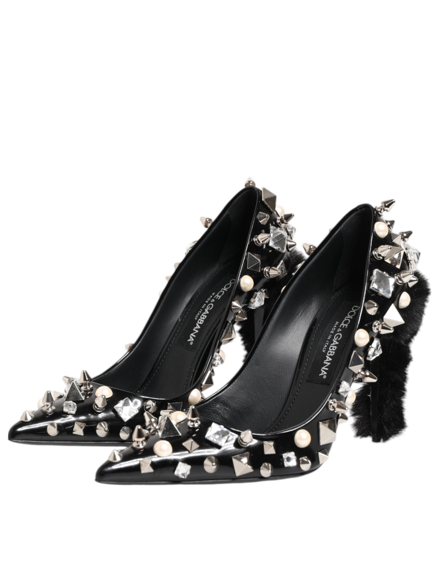 Dolce &amp; Gabbana – Schwarze Pumps mit Kristallnieten und Stilettoabsatz