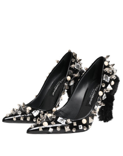 Dolce &amp; Gabbana – Schwarze Pumps mit Kristallnieten und Stilettoabsatz