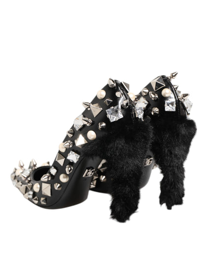 Dolce &amp; Gabbana – Schwarze Pumps mit Kristallnieten und Stilettoabsatz