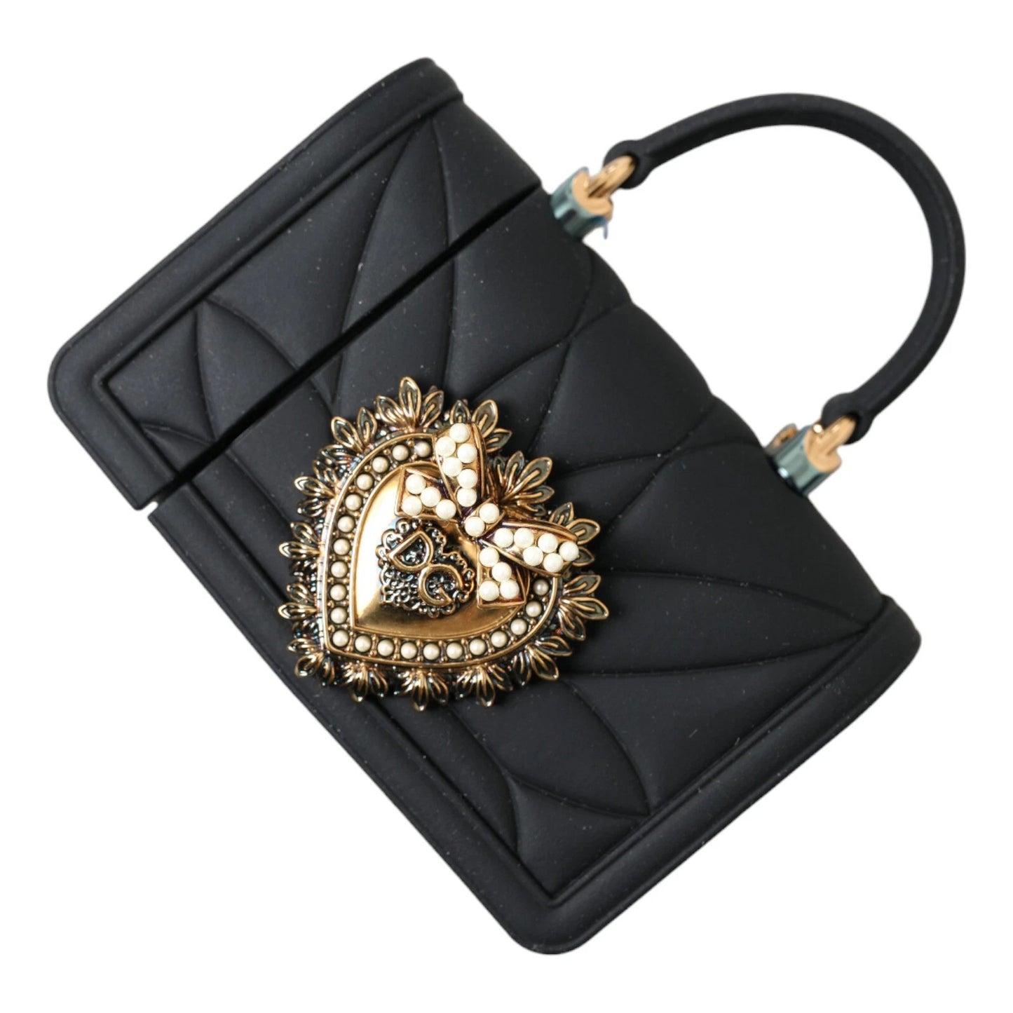Dolce &amp; Gabbana Hülle Schwarz Silikon Devotion Herz Hülle Handtasche Airpod