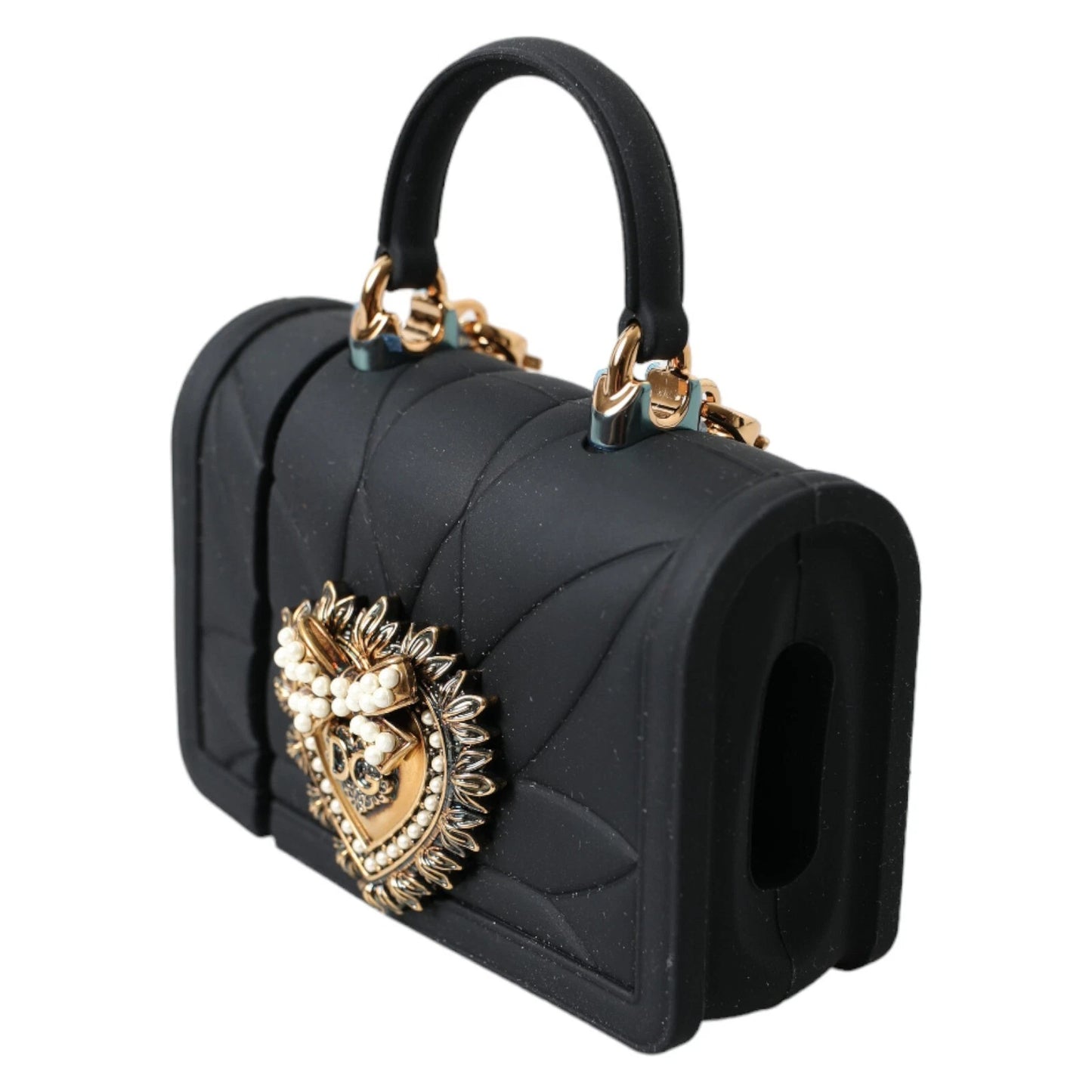 Dolce &amp; Gabbana Hülle Schwarz Silikon Devotion Herz Hülle Handtasche Airpod