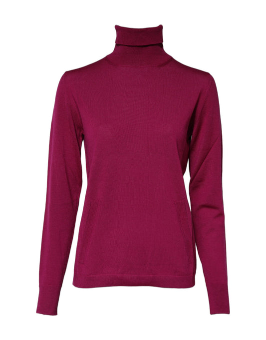Dolce &amp; Gabbana – Langärmliger Rollkragenpullover aus Wolle in Fuchsia