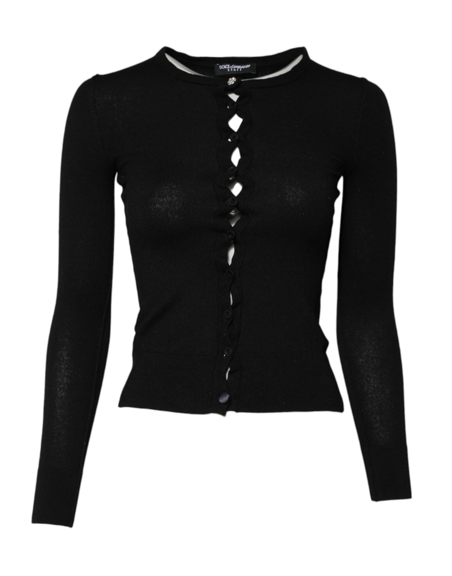 Dolce &amp; Gabbana – Schwarzer STAFF-Cardigan mit Rundhalsausschnitt