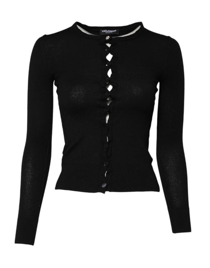 Dolce &amp; Gabbana – Schwarzer STAFF-Cardigan mit Rundhalsausschnitt