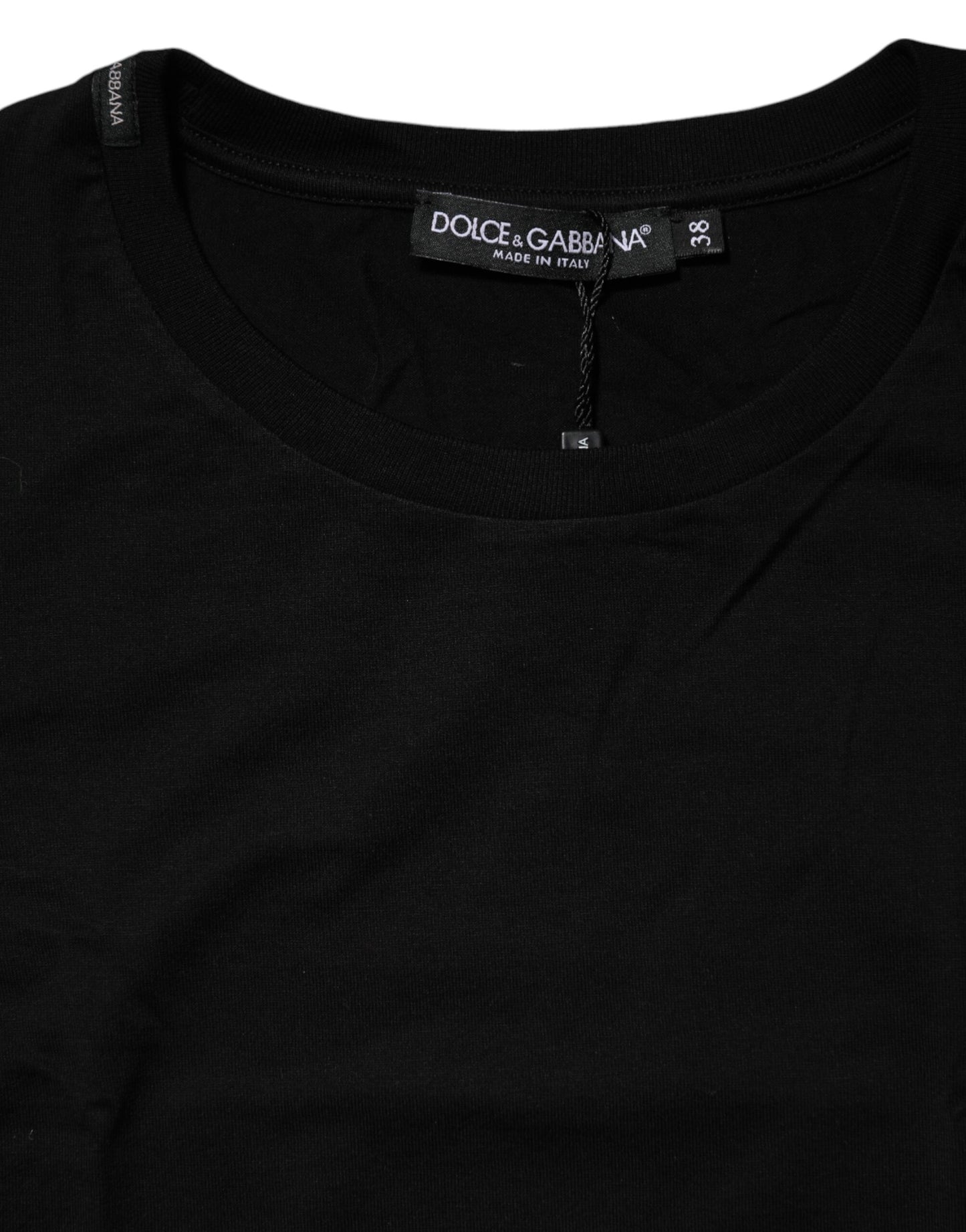 Dolce &amp; Gabbana – Schwarzes T-Shirt mit kurzen Ärmeln und Rundhalsausschnitt