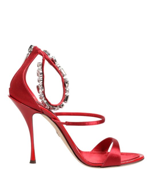 Dolce &amp; Gabbana – Keira – Sandalen mit Absatz und Kristallen in Rot