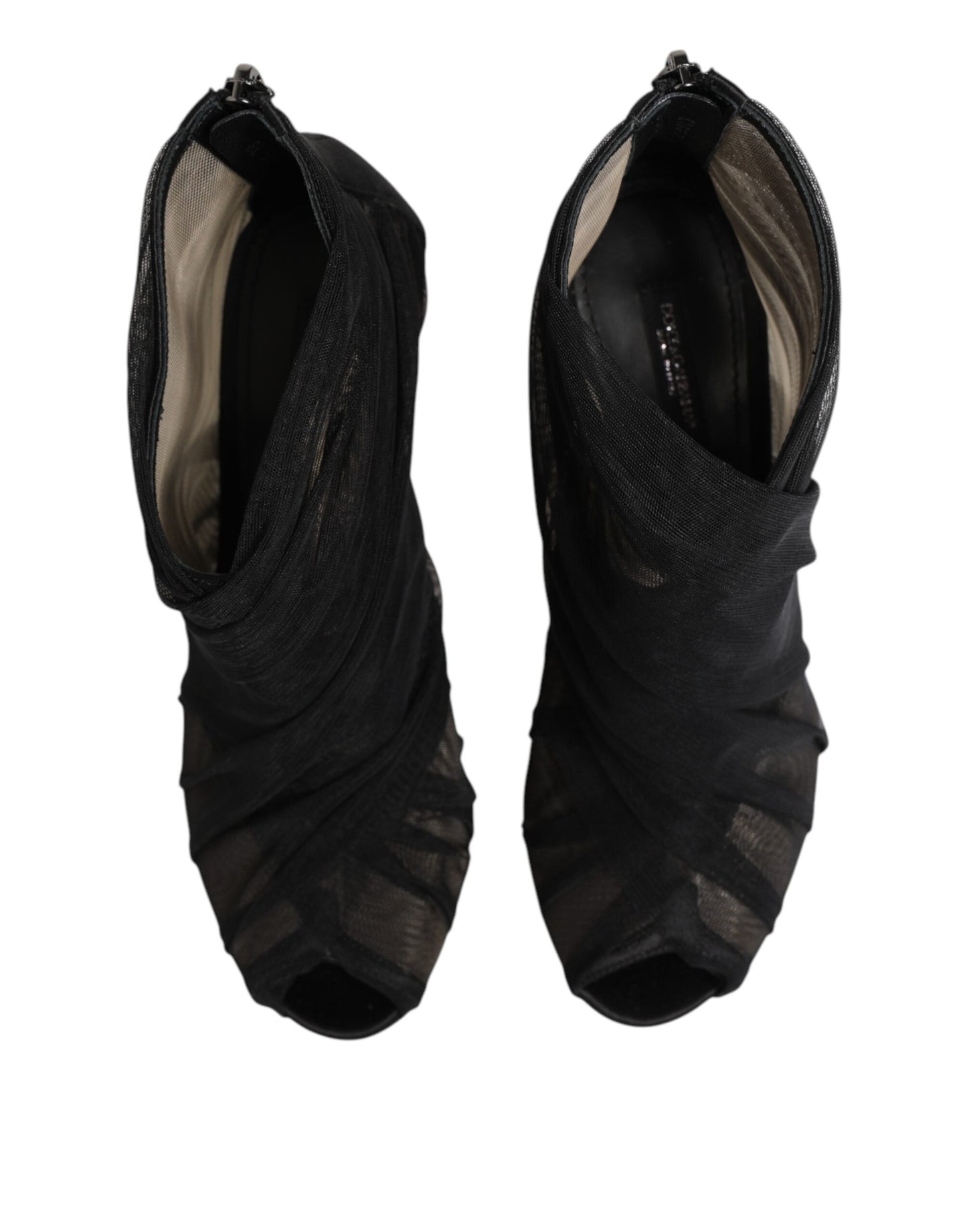 Dolce &amp; Gabbana Schwarze Mesh-Stiletto-Absätze Stiefeletten Schuhe