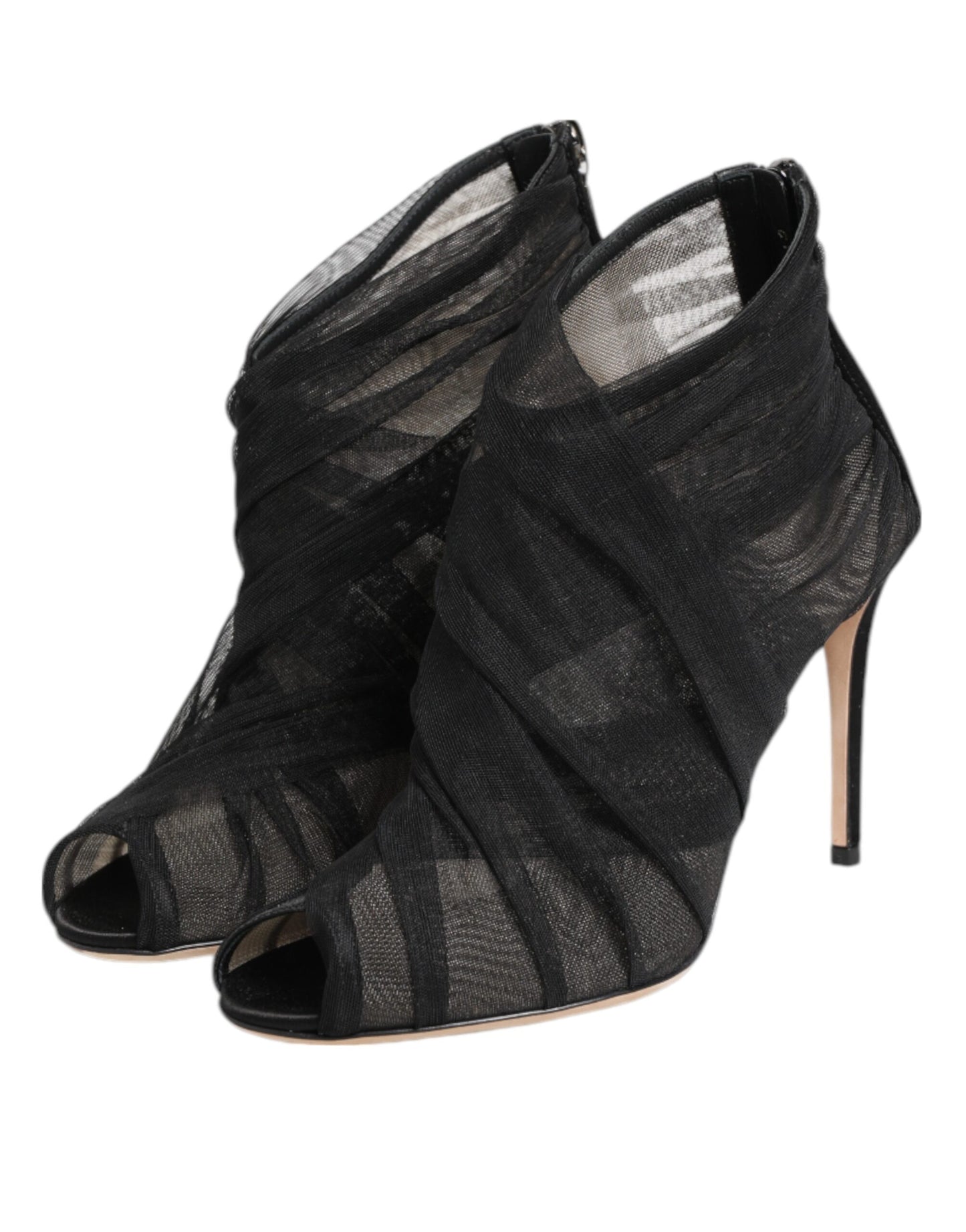 Dolce &amp; Gabbana Schwarze Mesh-Stiletto-Absätze Stiefeletten Schuhe