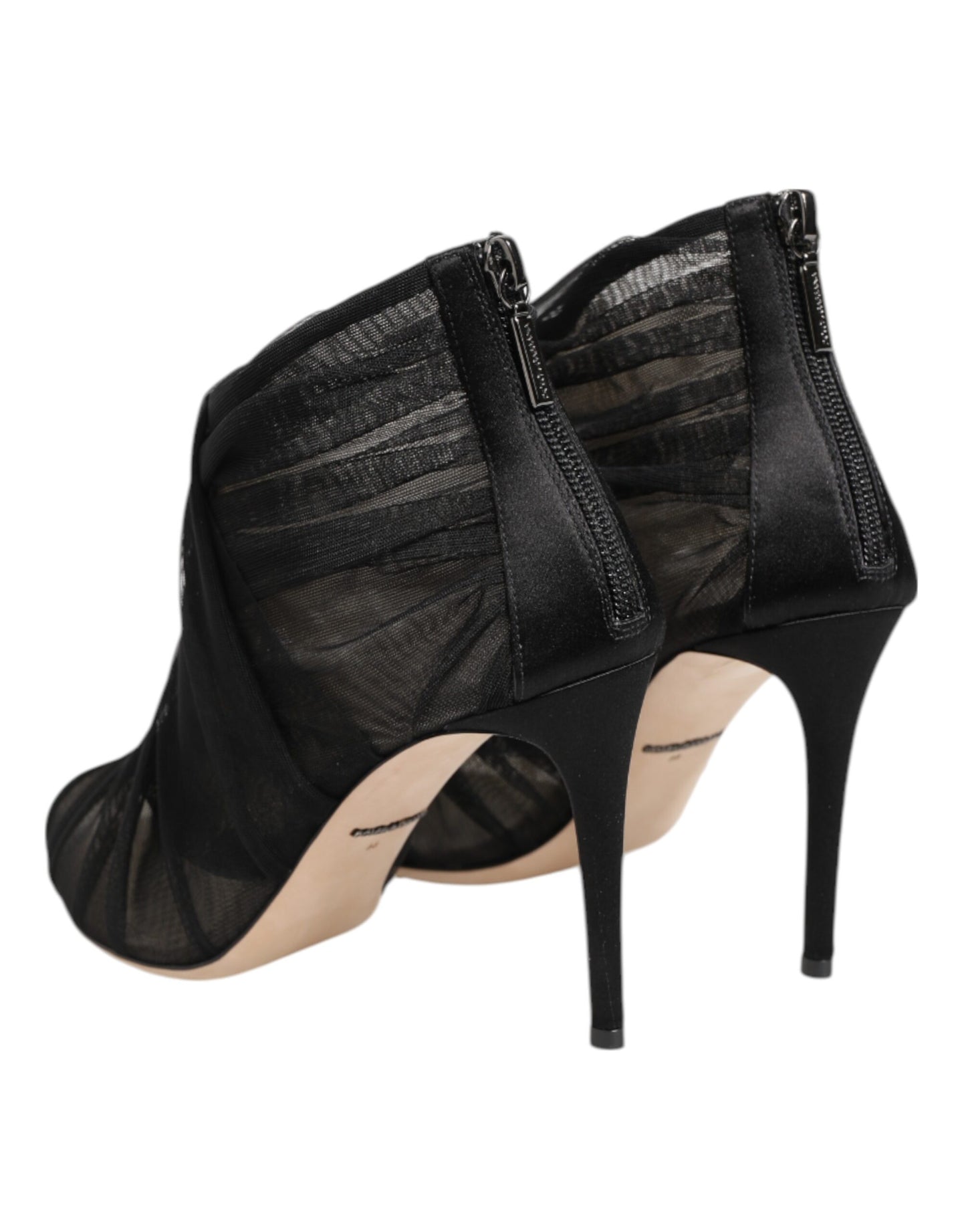 Dolce &amp; Gabbana Schwarze Mesh-Stiletto-Absätze Stiefeletten Schuhe