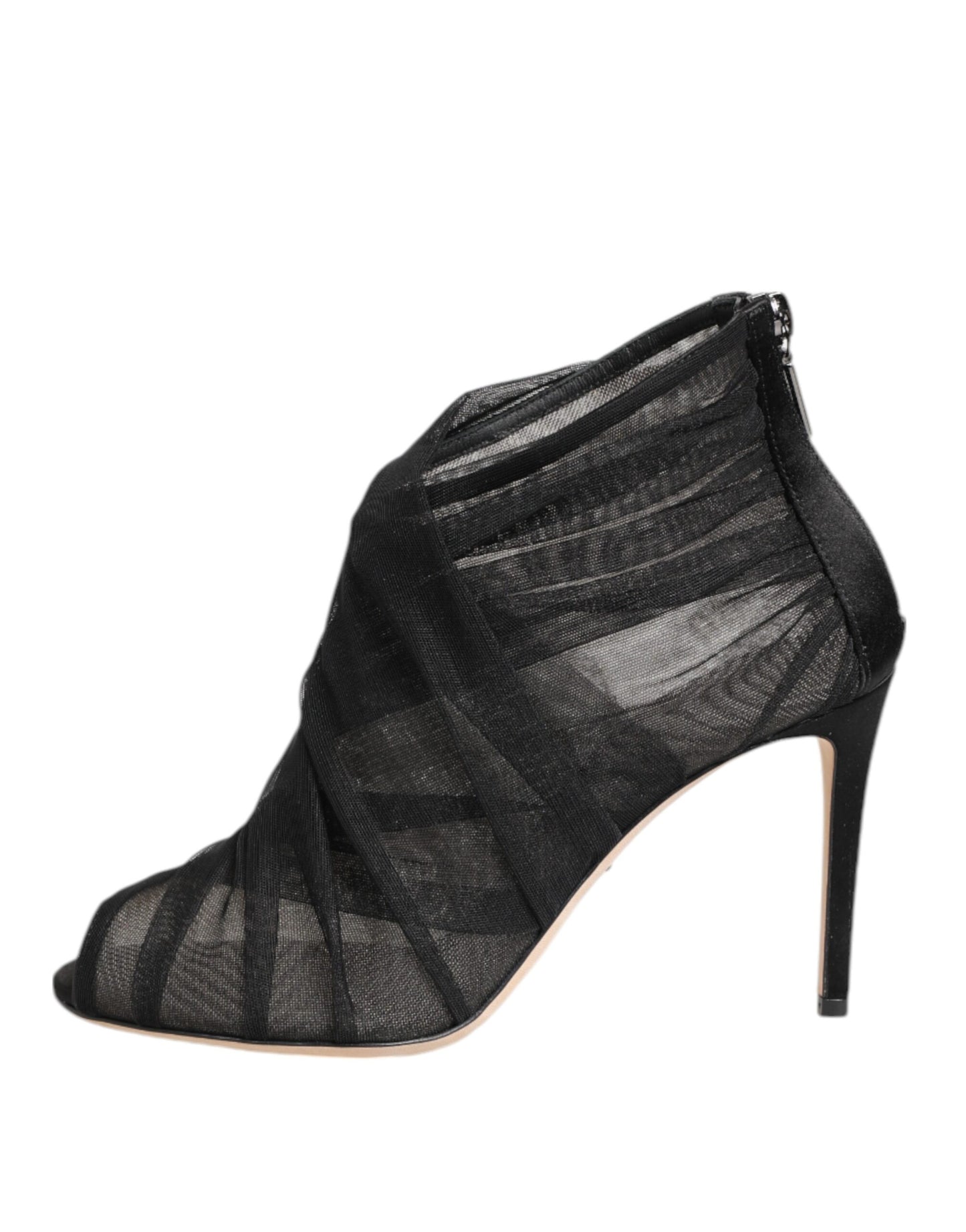 Dolce &amp; Gabbana Schwarze Mesh-Stiletto-Absätze Stiefeletten Schuhe