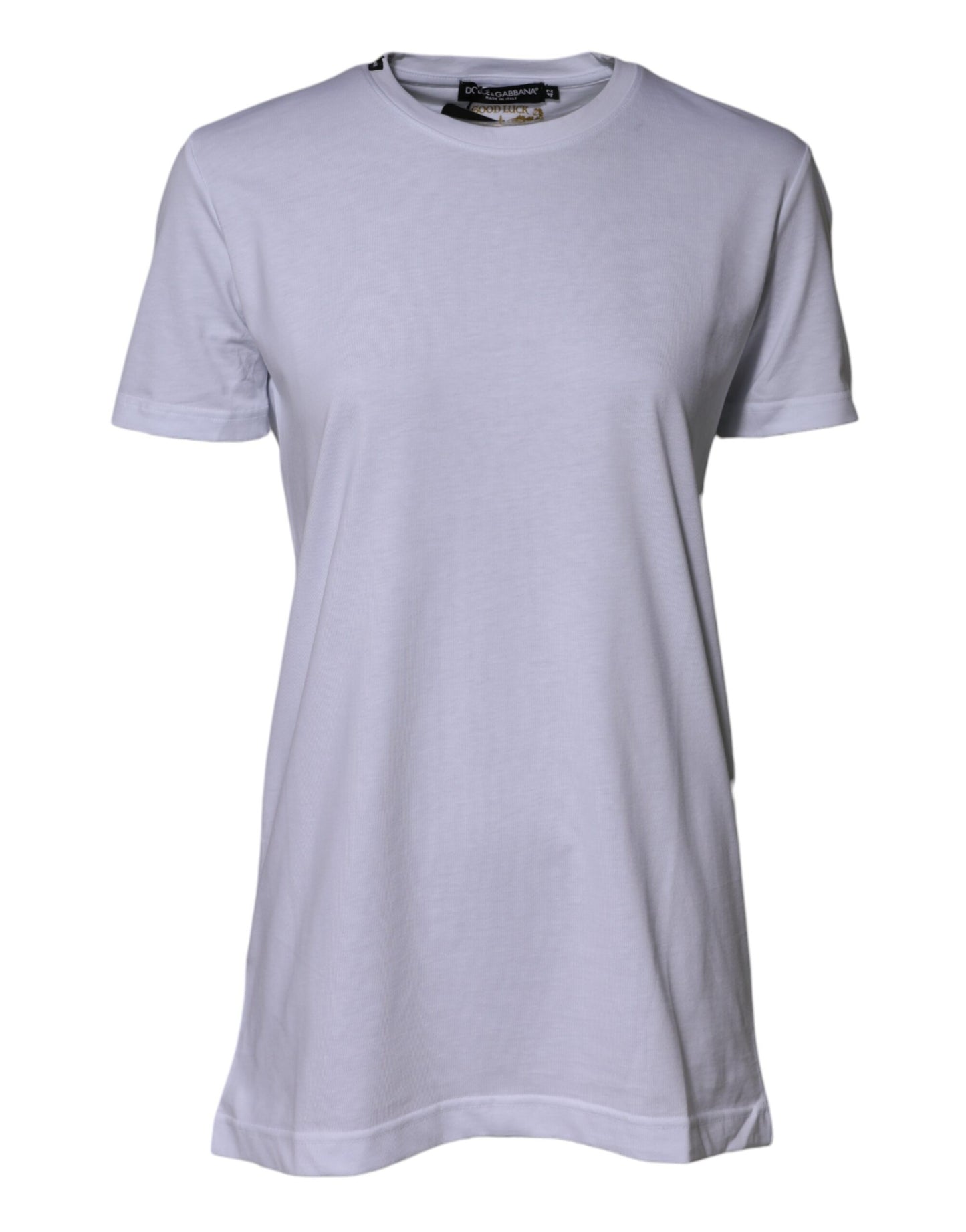 Dolce &amp; Gabbana – Weißes Goodluck 2023-T-Shirt aus Baumwolle mit Rundhalsausschnitt